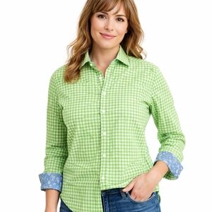 Thomas Dean Lime Checkered Button Down Shirt